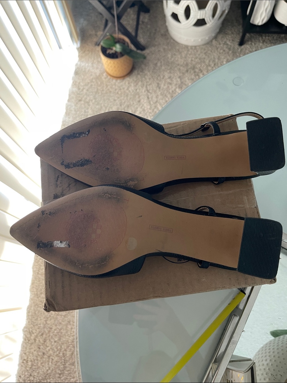 Vince Camuto Black Pointed Slingback Block Heel Pumps - Size 10 - Picture 5 of 6